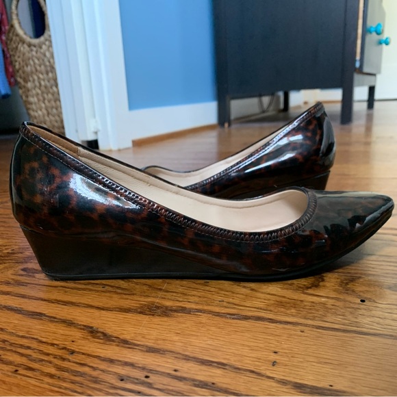 Cole Haan Patent Leather Tortoiseshell Wedge Heel - Picture 1 of 6